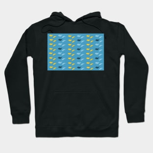 Yellow, blue and white paisley fish on blue backqround Hoodie